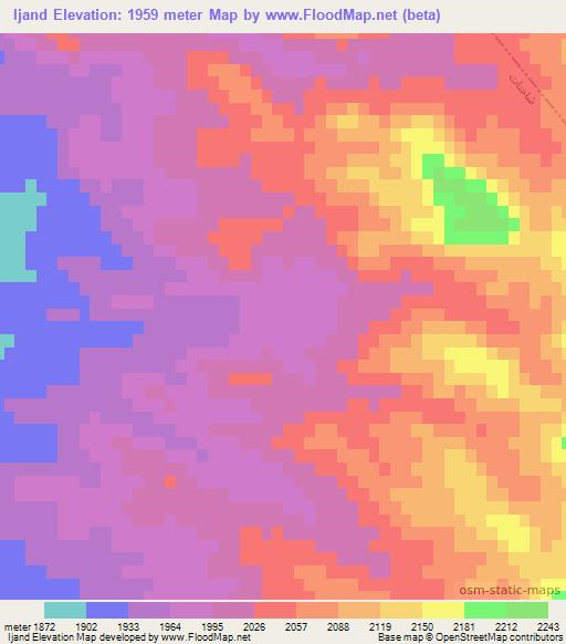 Ijand,Iran Elevation Map