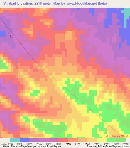 `Aliabad,Iran Elevation Map