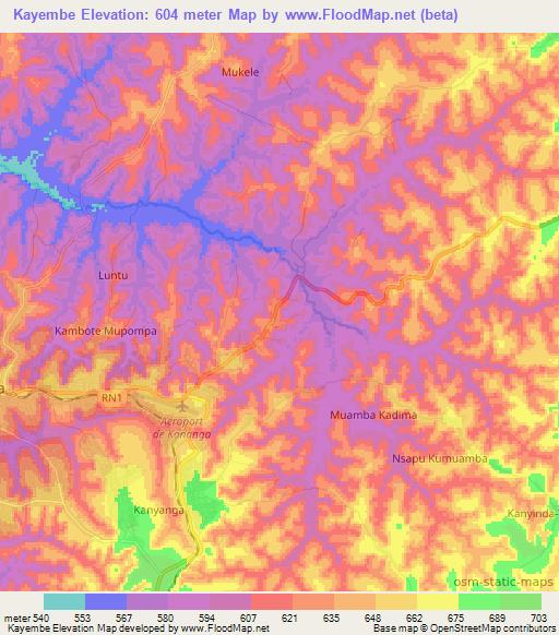 Kayembe,Congo (Kinshasa) Elevation Map