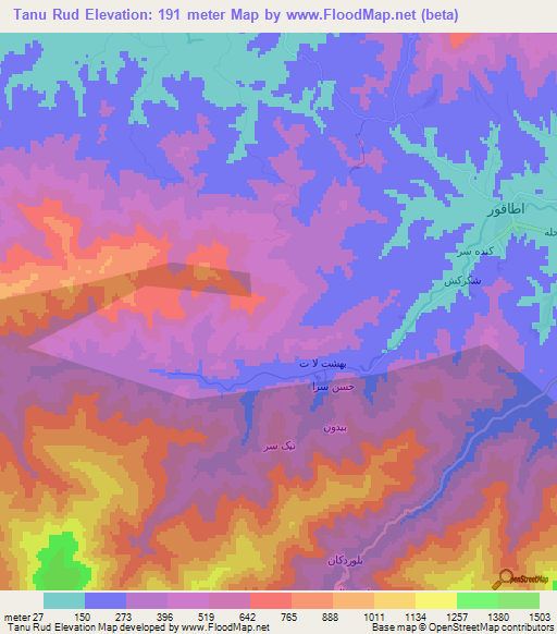 Tanu Rud,Iran Elevation Map