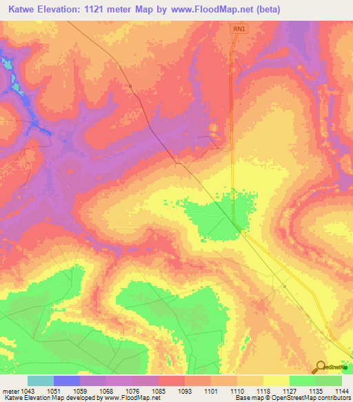 Katwe,Congo (Kinshasa) Elevation Map