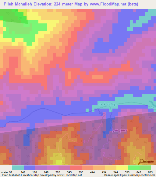 Pileh Mahalleh,Iran Elevation Map