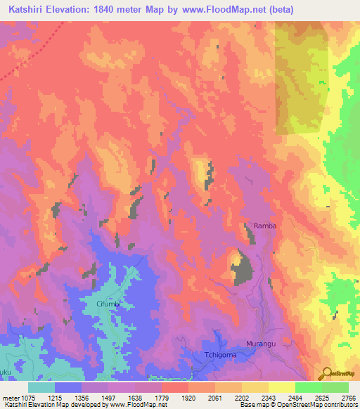 Katshiri,Congo (Kinshasa) Elevation Map