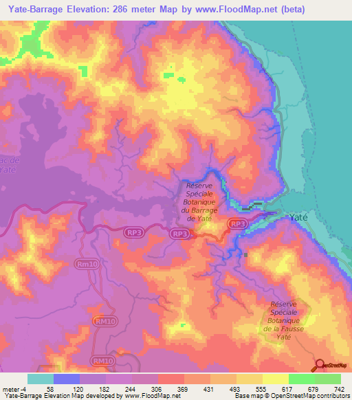 Yate-Barrage,New Caledonia Elevation Map
