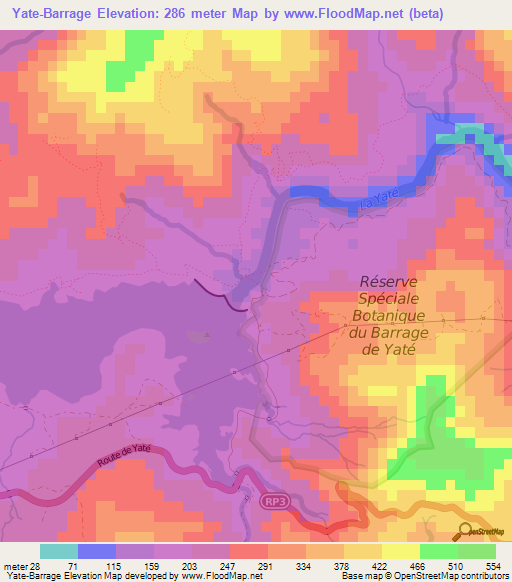 Yate-Barrage,New Caledonia Elevation Map