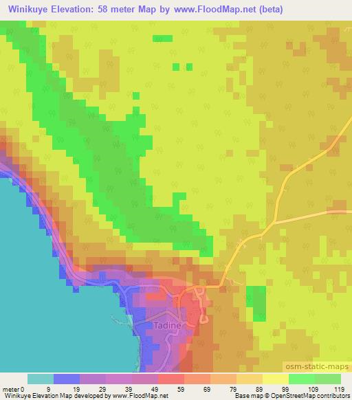 Winikuye,New Caledonia Elevation Map