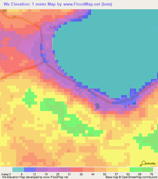 We,New Caledonia Elevation Map