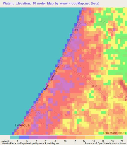 Watahu,New Caledonia Elevation Map
