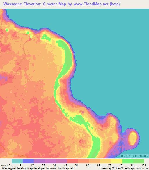 Wassagne,New Caledonia Elevation Map