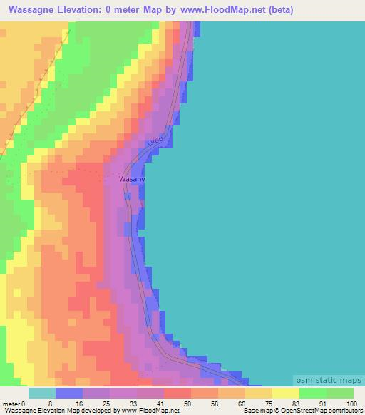 Wassagne,New Caledonia Elevation Map