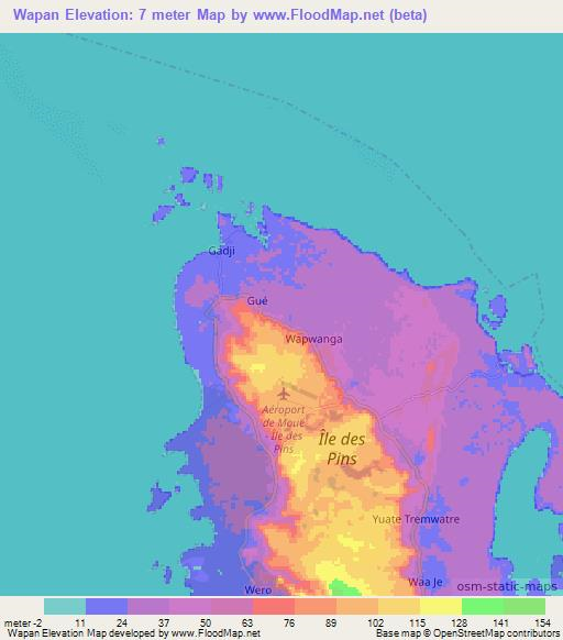 Wapan,New Caledonia Elevation Map