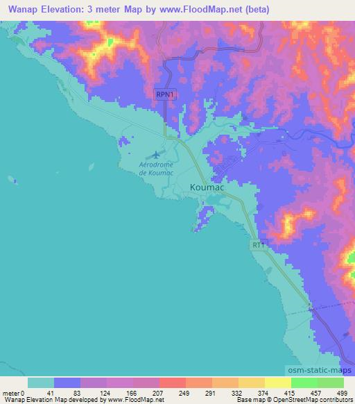 Wanap,New Caledonia Elevation Map