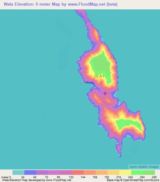 Wala,New Caledonia Elevation Map