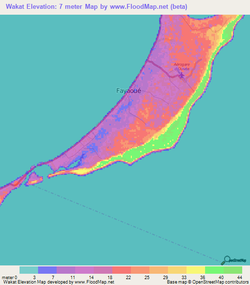 Wakat,New Caledonia Elevation Map