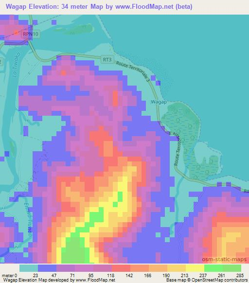 Wagap,New Caledonia Elevation Map