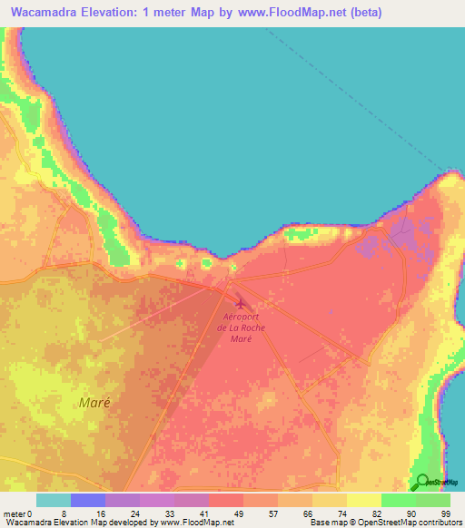 Wacamadra,New Caledonia Elevation Map