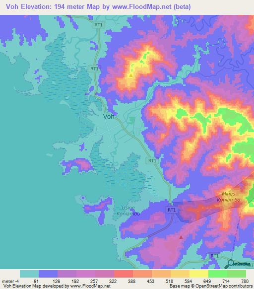 Voh,New Caledonia Elevation Map