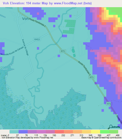 Voh,New Caledonia Elevation Map