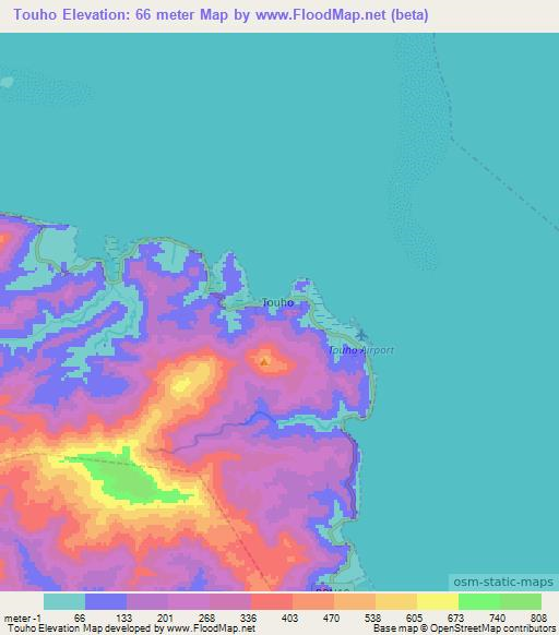 Touho,New Caledonia Elevation Map