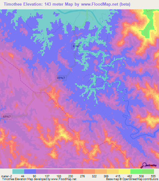 Timothee,New Caledonia Elevation Map