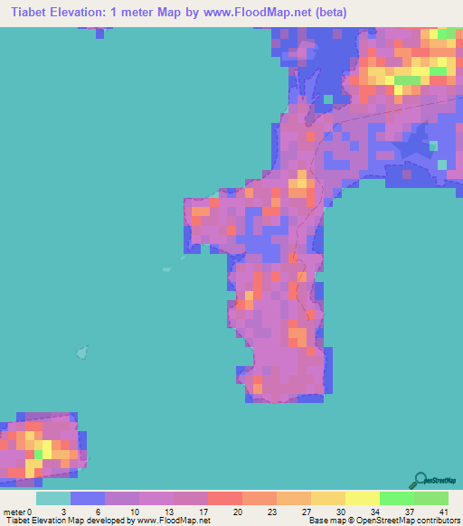 Tiabet,New Caledonia Elevation Map