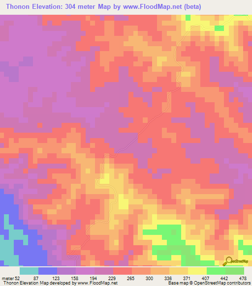 Thonon,New Caledonia Elevation Map