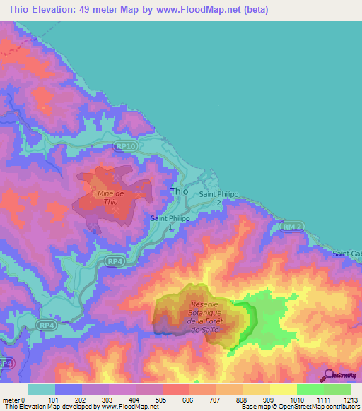Thio,New Caledonia Elevation Map