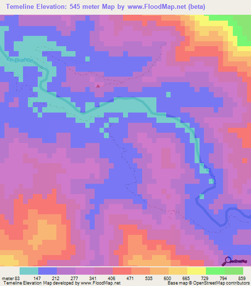 Temeline,New Caledonia Elevation Map