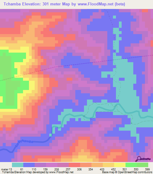 Tchamba,New Caledonia Elevation Map