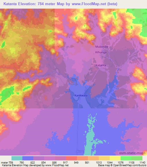 Katanta,Congo (Kinshasa) Elevation Map
