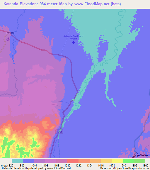 Katanda,Congo (Kinshasa) Elevation Map