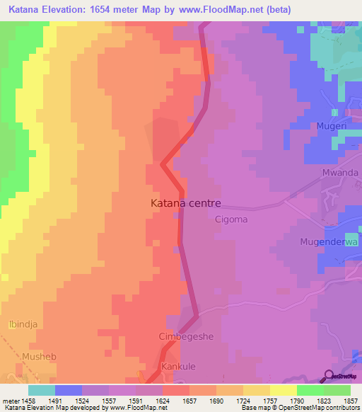 Katana,Congo (Kinshasa) Elevation Map
