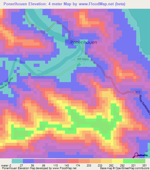 Ponerihouen,New Caledonia Elevation Map