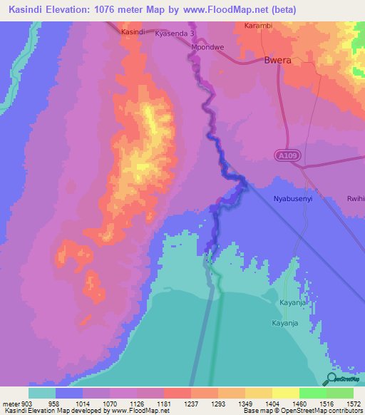 Kasindi,Congo (Kinshasa) Elevation Map
