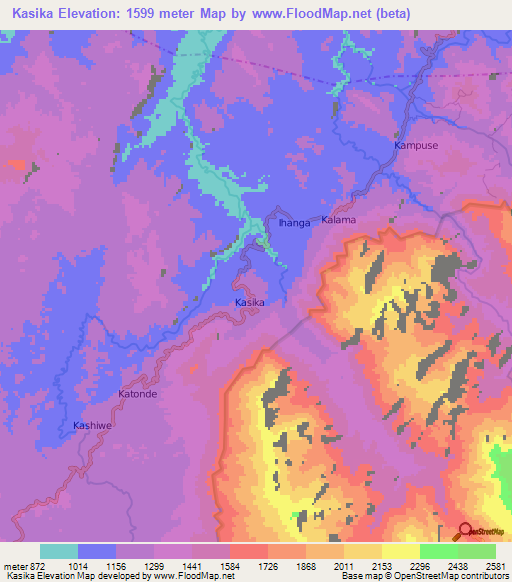 Kasika,Congo (Kinshasa) Elevation Map
