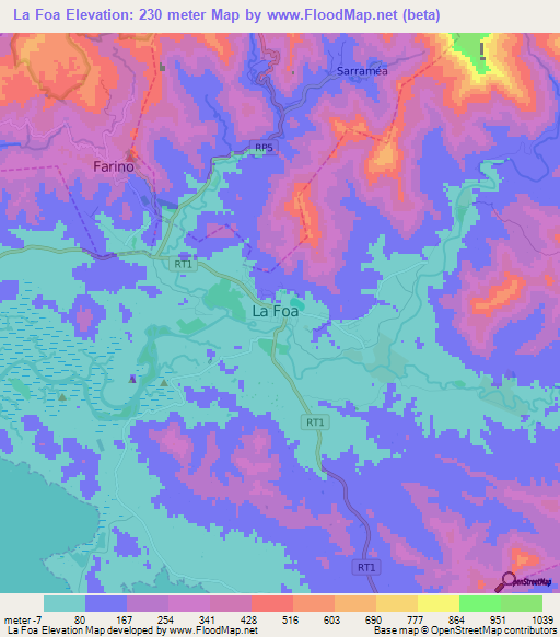La Foa,New Caledonia Elevation Map