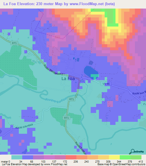 La Foa,New Caledonia Elevation Map
