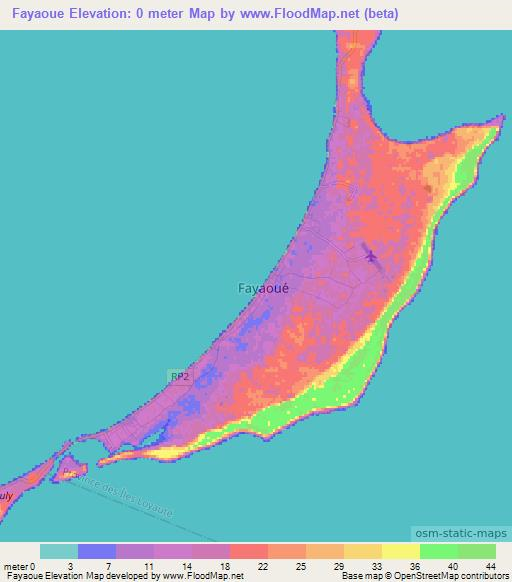 Fayaoue,New Caledonia Elevation Map