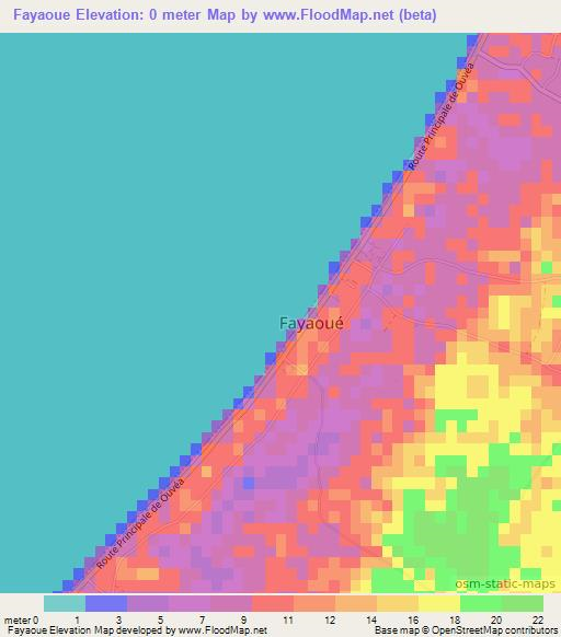 Fayaoue,New Caledonia Elevation Map