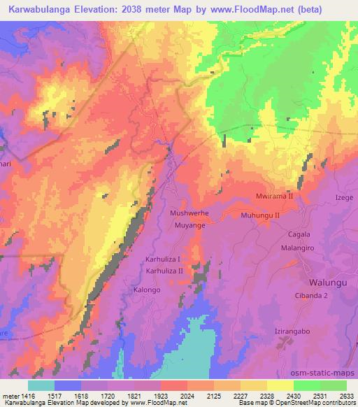 Karwabulanga,Congo (Kinshasa) Elevation Map