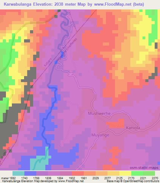 Karwabulanga,Congo (Kinshasa) Elevation Map