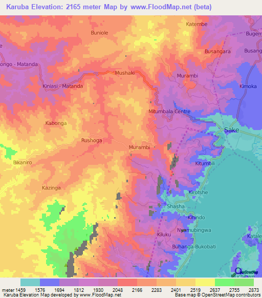 Karuba,Congo (Kinshasa) Elevation Map