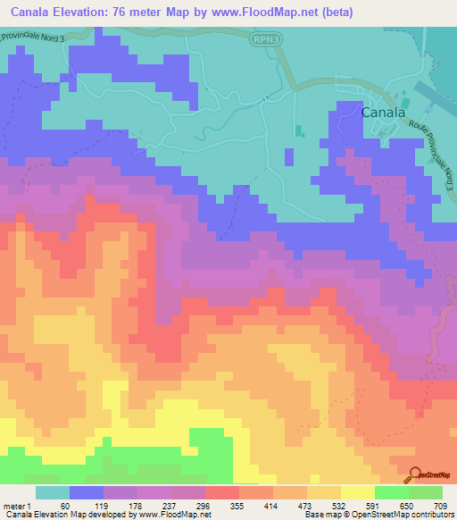 Canala,New Caledonia Elevation Map