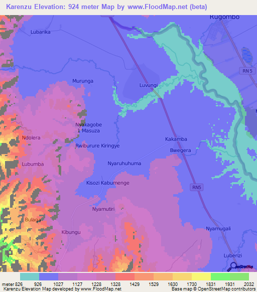 Karenzu,Congo (Kinshasa) Elevation Map