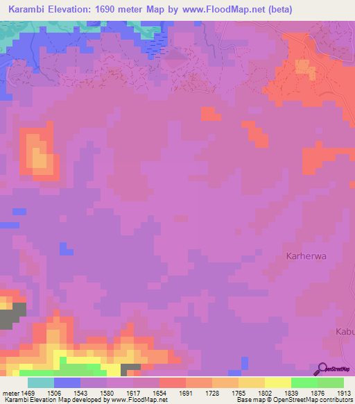 Karambi,Congo (Kinshasa) Elevation Map