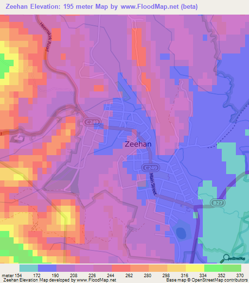 Zeehan,Australia Elevation Map