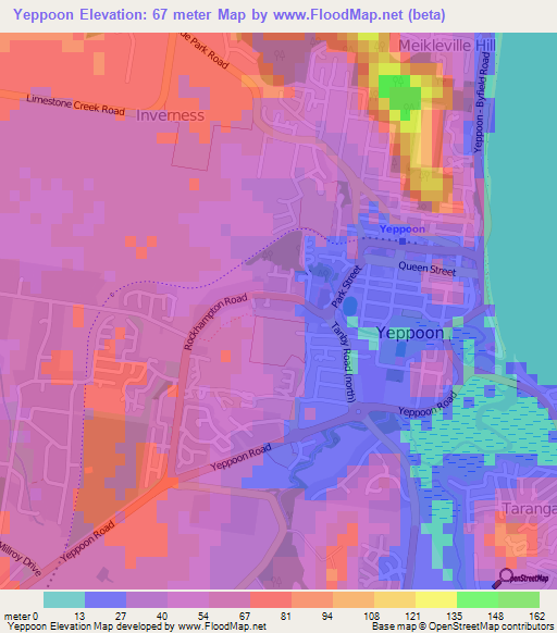 Yeppoon,Australia Elevation Map