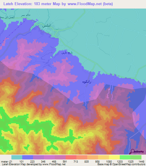 Lateh,Iran Elevation Map