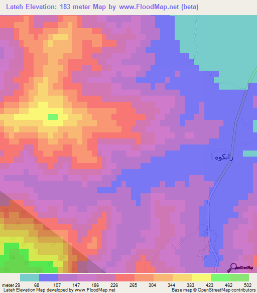Lateh,Iran Elevation Map