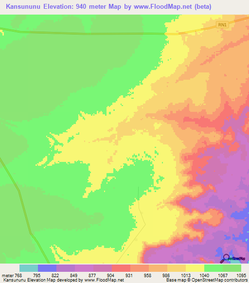Kansununu,Congo (Kinshasa) Elevation Map
